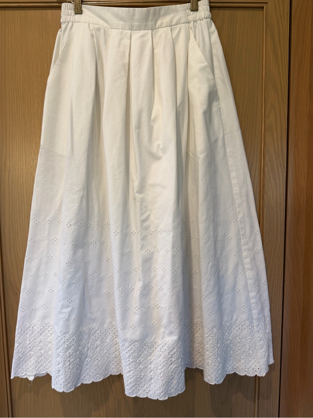 Vintage Haberdashery White Eyelet Maxi Skirt with Scalloped Hem / 8